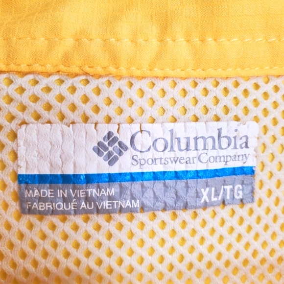 12) COLUMBIA OMNI-Shade PFG Button Long-Sleeve Yellow Sz. XL - Picture 2 of 3